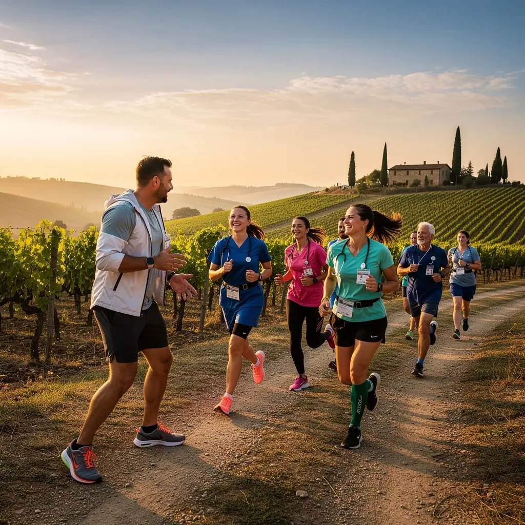 Sessione di stretching in un parco, con un istruttore che dimostra le tecniche corrette.
